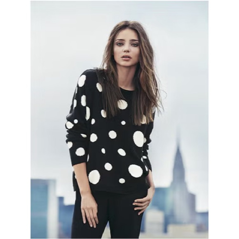 Mango Black And White Spotted Sweater